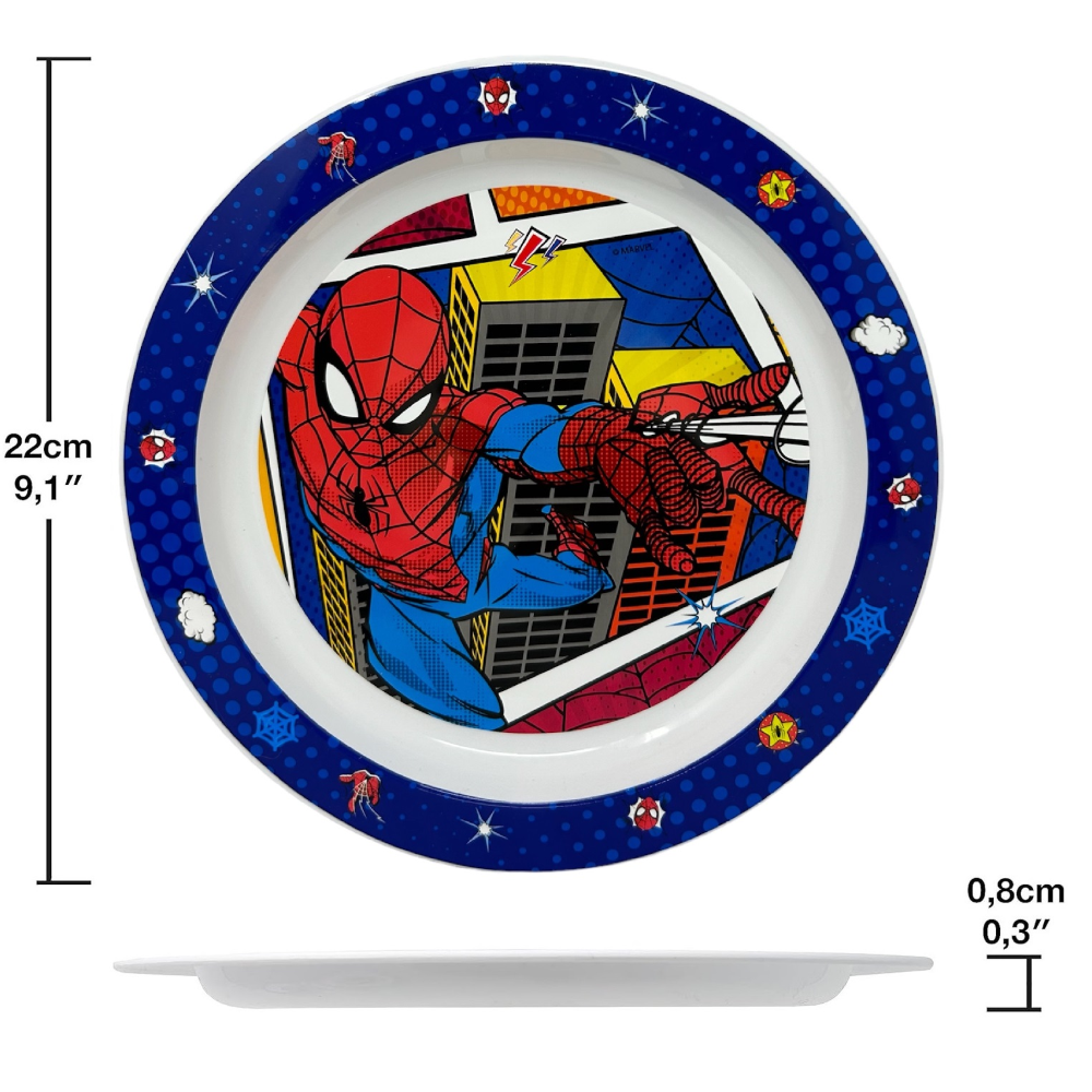 PIATTO PIANO SPIDERMAN MARVEL STOVIGLIA 22 CM IN PLASTICA RIUTILIZZABILE ADATTO AL MICROONDE - ST74747