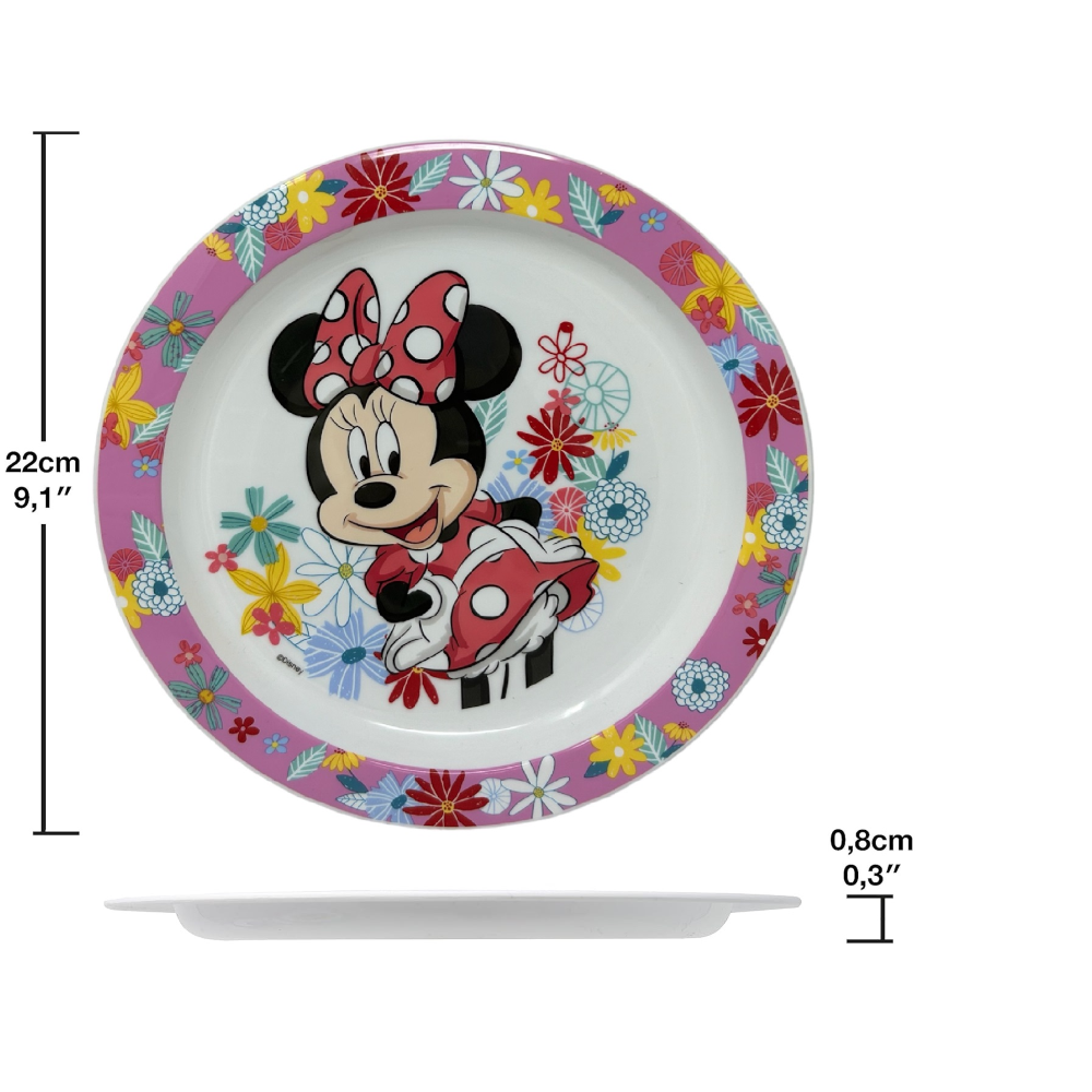 PIATTO PIANO MINNIE DISNEY STOVIGLIA 22 CM IN PLASTICA RIUTILIZZABILE ADATTO AL MICROONDE - ST74447