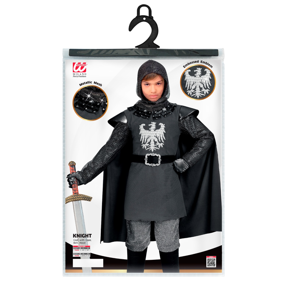 VESTITO CARNEVALE CAVALIERE TRAVESTIMENTO BAMBINO COSTUME MANTELLO CINTURA - 0839 