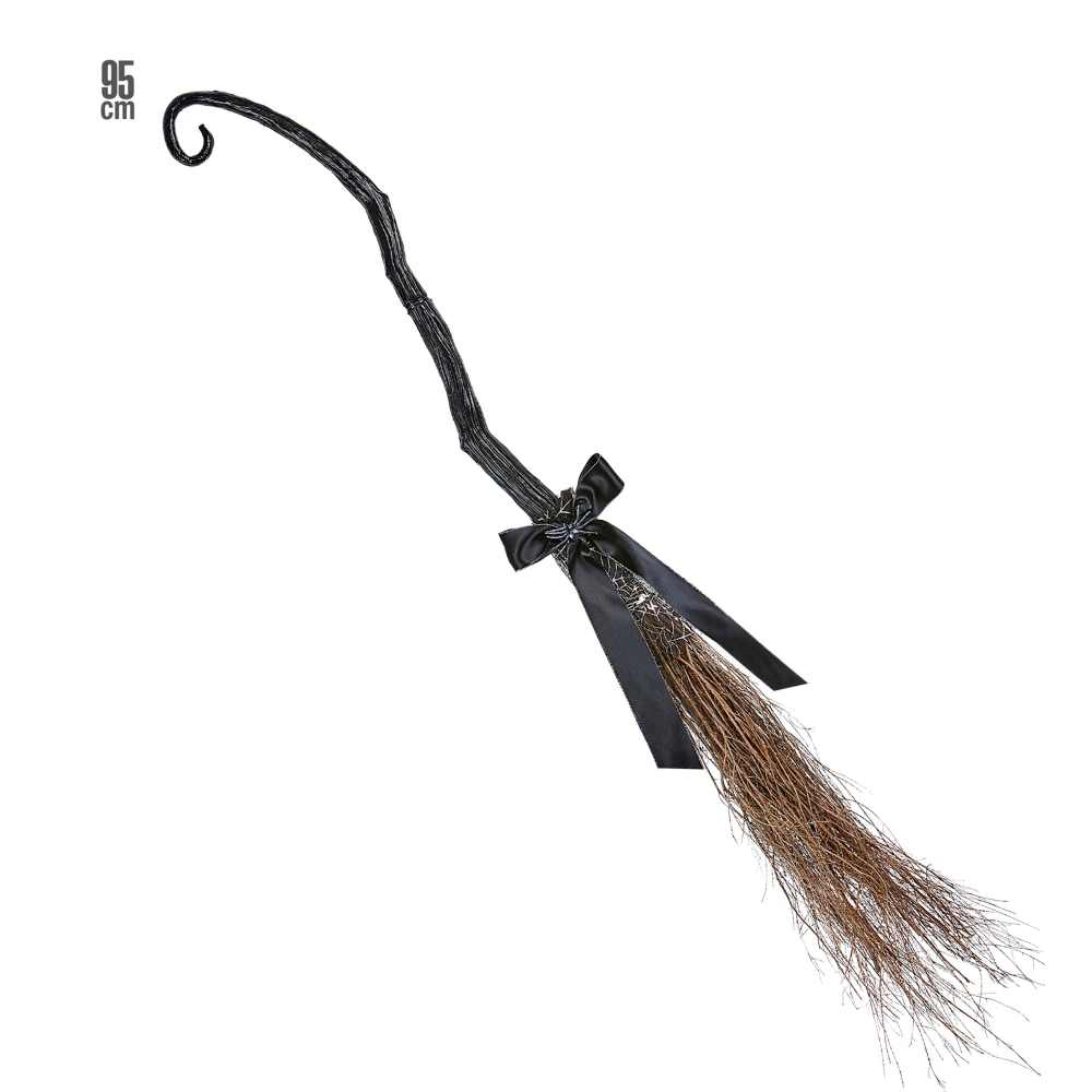SCOPA DA STREGA STORTA 95 CM ACCESSORI HALLOWEEN CARNEVALE - 10990
