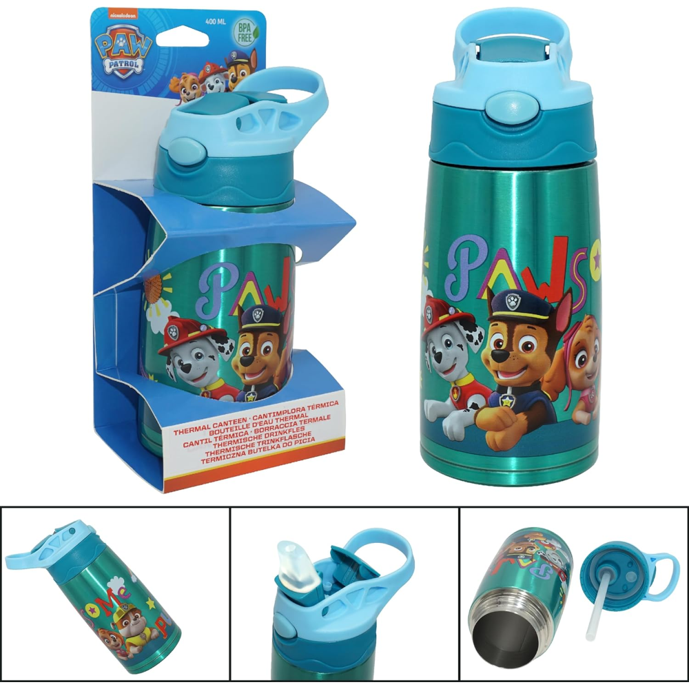 BORRACCIA TERMICA CON BECCUCCIO PAW PATROL 450 ML APERTURA AUTOMATICA - PW19860