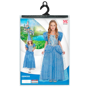 COSTUME VESTITO ABITO TRAVESTIMENTO CARNEVALE BAMBINA PRINCIPESSA FATINA AZZURRA