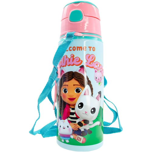 BORRACCIA IN ALLUMINIO CON CANNUCCIA GABBY'S DOLLHOUSE 600 ML APERTURA AUTOMATICA - GD00010