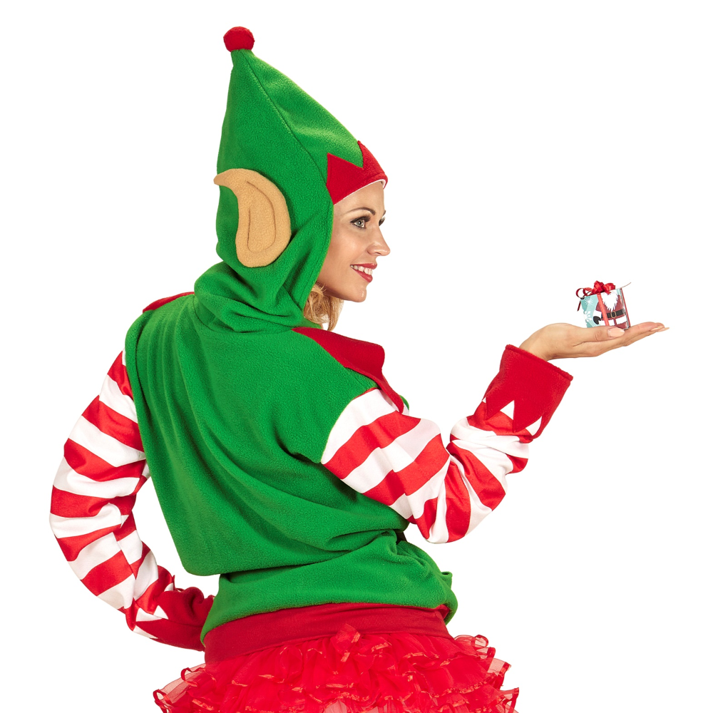 VESTITO CARNEVALE ELFO AIUTANTE DI BABBO NATALE FELPA COSTUME TRAVESTIMENTO ADULTO - 0703