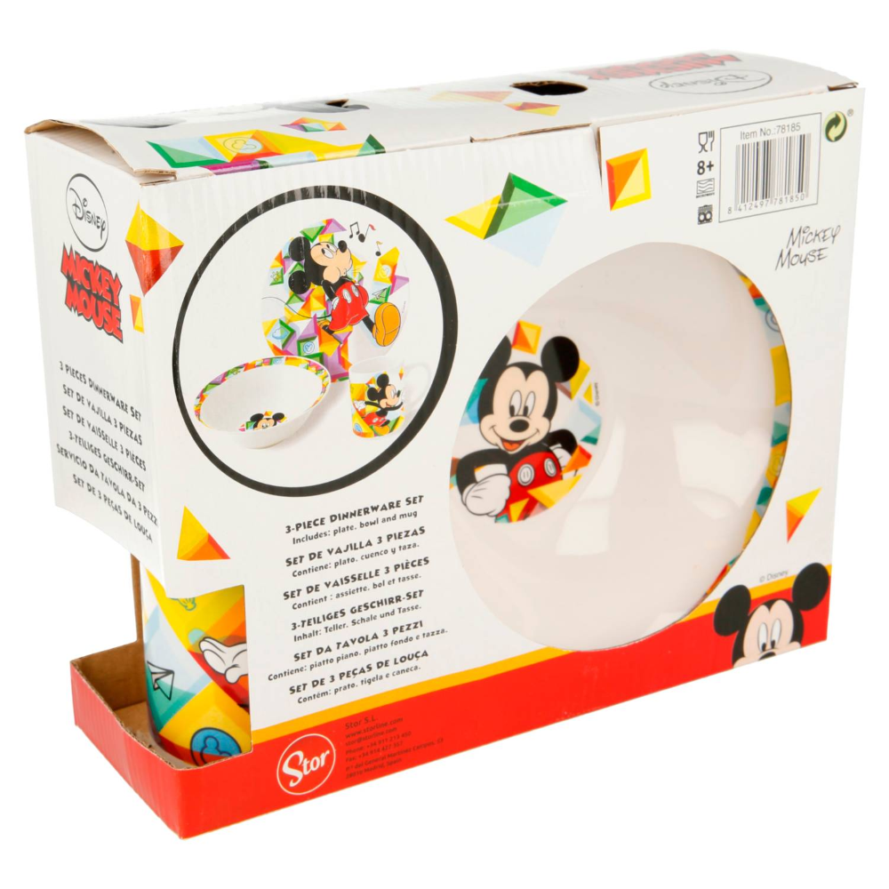 SET 3 PEZZI IN CERAMICA TOPOLINO DISNEY TAZZA CIOTOLA PIATTO STOVIGLIE PER BAMBINI IN CONFEZIONE - 78185