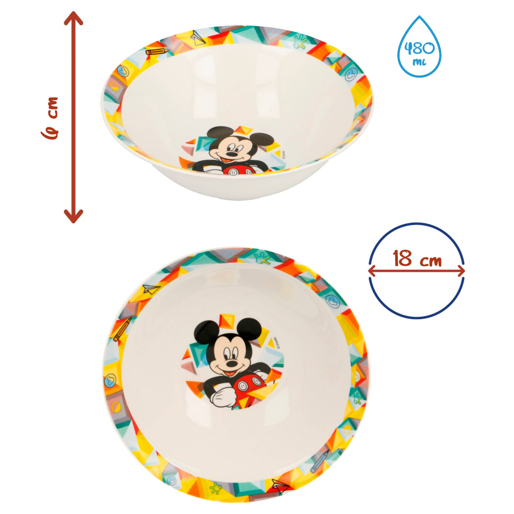 SET 3 PEZZI IN CERAMICA TOPOLINO DISNEY TAZZA CIOTOLA PIATTO STOVIGLIE PER BAMBINI IN CONFEZIONE - 78185