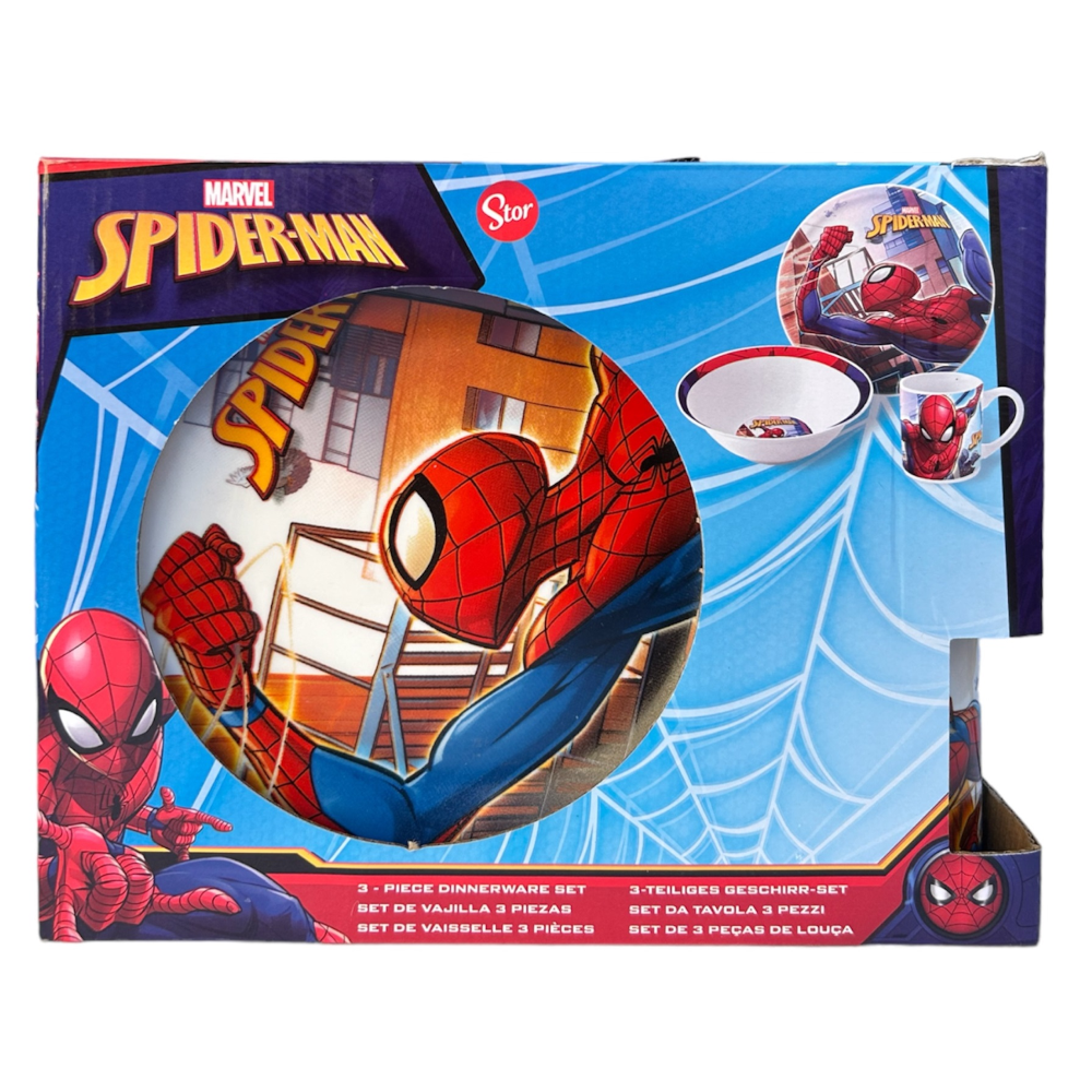 SET 3 PEZZI IN CERAMICA SPIDERMAN MARVEL TAZZA CIOTOLA PIATTO STOVIGLIE PER BAMBINI IN CONFEZIONE - 78375
