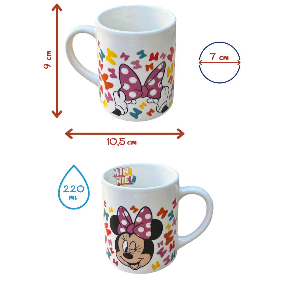 SET 3 PEZZI IN CERAMICA MINNIE DISNEY TAZZA CIOTOLA PIATTO STOVIGLIE PER BAMBINI IN CONFEZIONE - 88105