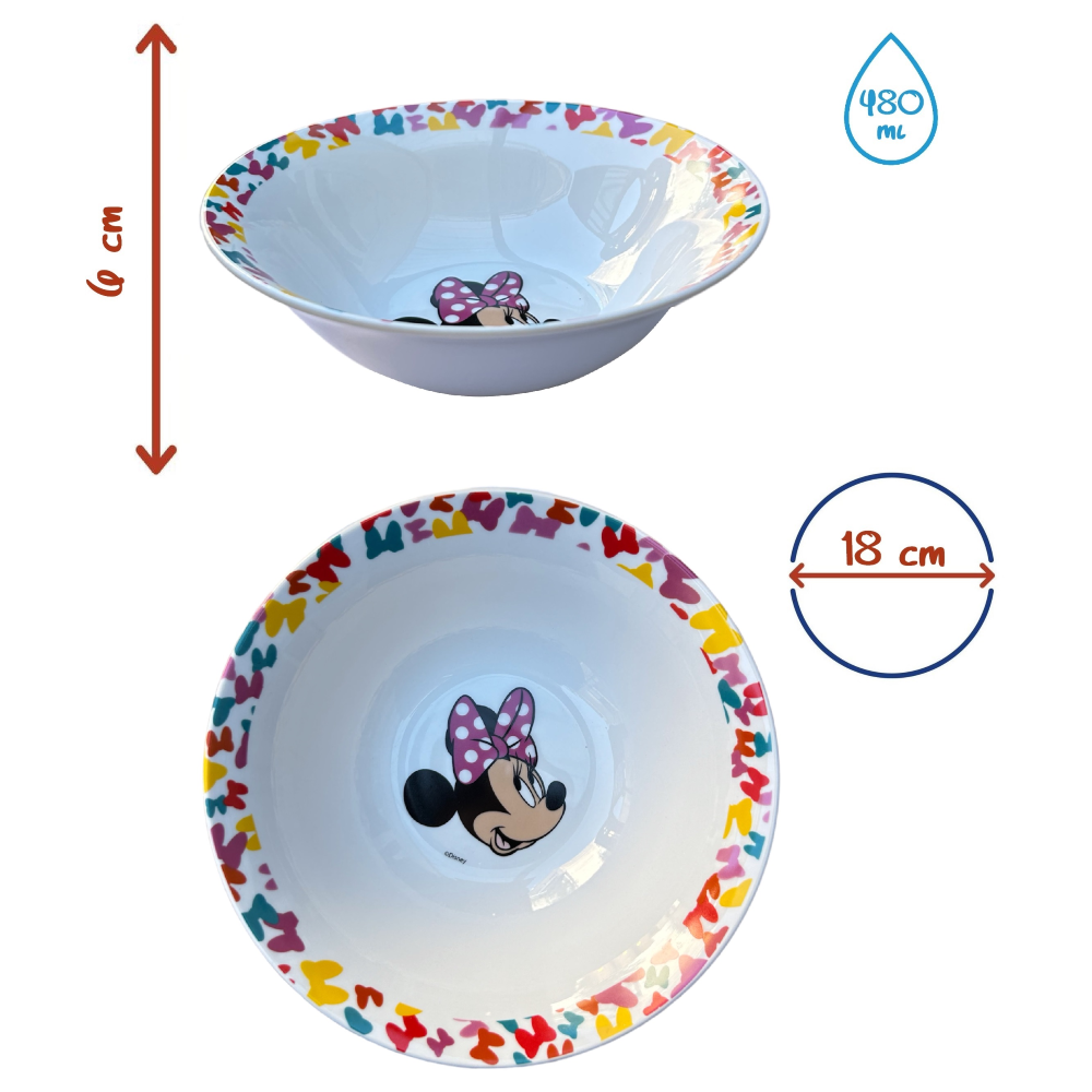 SET 3 PEZZI IN CERAMICA MINNIE DISNEY TAZZA CIOTOLA PIATTO STOVIGLIE PER BAMBINI IN CONFEZIONE - 88105