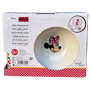 SET 3 PEZZI IN CERAMICA MINNIE DISNEY TAZZA CIOTOLA PIATTO STOVIGLIE PER BAMBINI IN CONFEZIONE - 88105