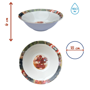 SET 3 PEZZI IN CERAMICA AVENGERS MARVEL TAZZA CIOTOLA PIATTO STOVIGLIE PER BAMBINI IN CONFEZIONE - 02865