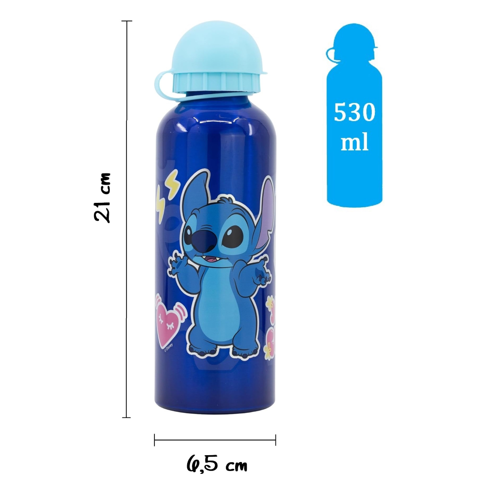 BORRACCIA IN ALLUMINIO STITCH DISNEY CON BECCUCCIO E COPERCHIO 530 ML - 75060