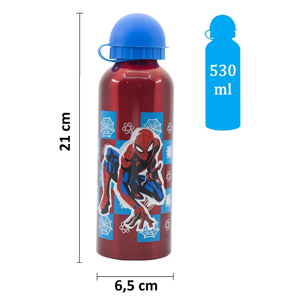 BORRACCIA IN ALLUMINIO SPIDERMAN MARVEL CON BECCUCCIO E COPERCHIO 530 ML - 74760