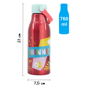 BORRACCIA IN ALLUMINIO MINNIE DISNEY TAPPO CON MANICO IN SILICONE 760 ML - 74461
