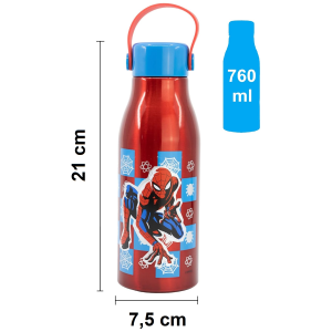 BORRACCIA IN ALLUMINIO SPIDERMAN MARVEL TAPPO CON MANICO IN SILICONE 760 ML - 74761