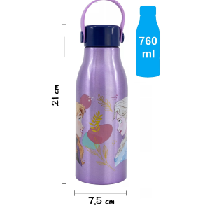 BORRACCIA IN ALLUMINIO FROZEN DISNEY TAPPO CON MANICO IN SILICONE 760 ML - 74261