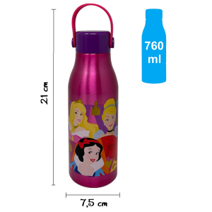BORRACCIA IN ALLUMINIO PRINCIPESSE DISNEY TAPPO CON MANICO IN SILICONE 760 ML - 51261