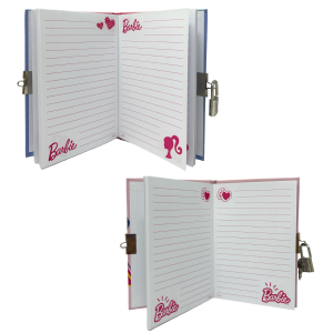 SET 2 DIARI SEGRETI CON LUCCHETTO BARBIE MATTEL+ 2 PENNE GEL IN CONFEZIONE REGALO - BR0754