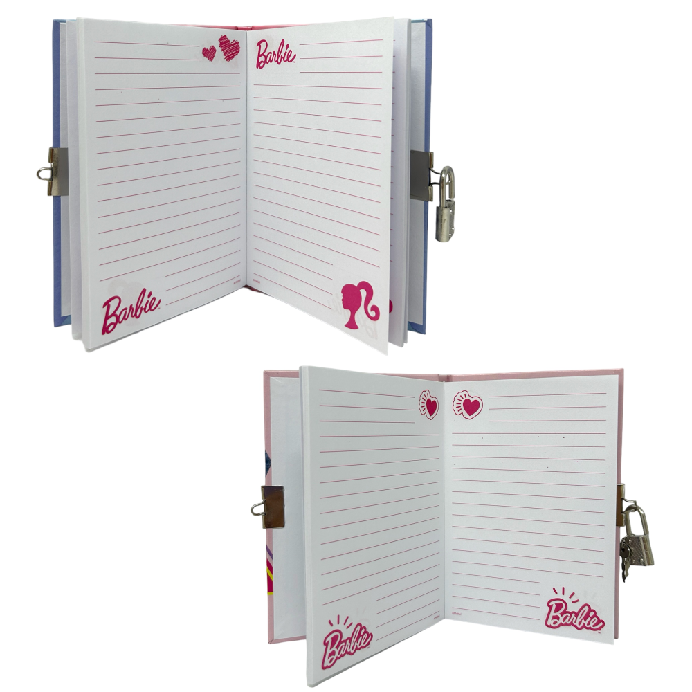 SET 2 DIARI SEGRETI CON LUCCHETTO BARBIE MATTEL+ 2 PENNE GEL IN CONFEZIONE REGALO - BR0754
