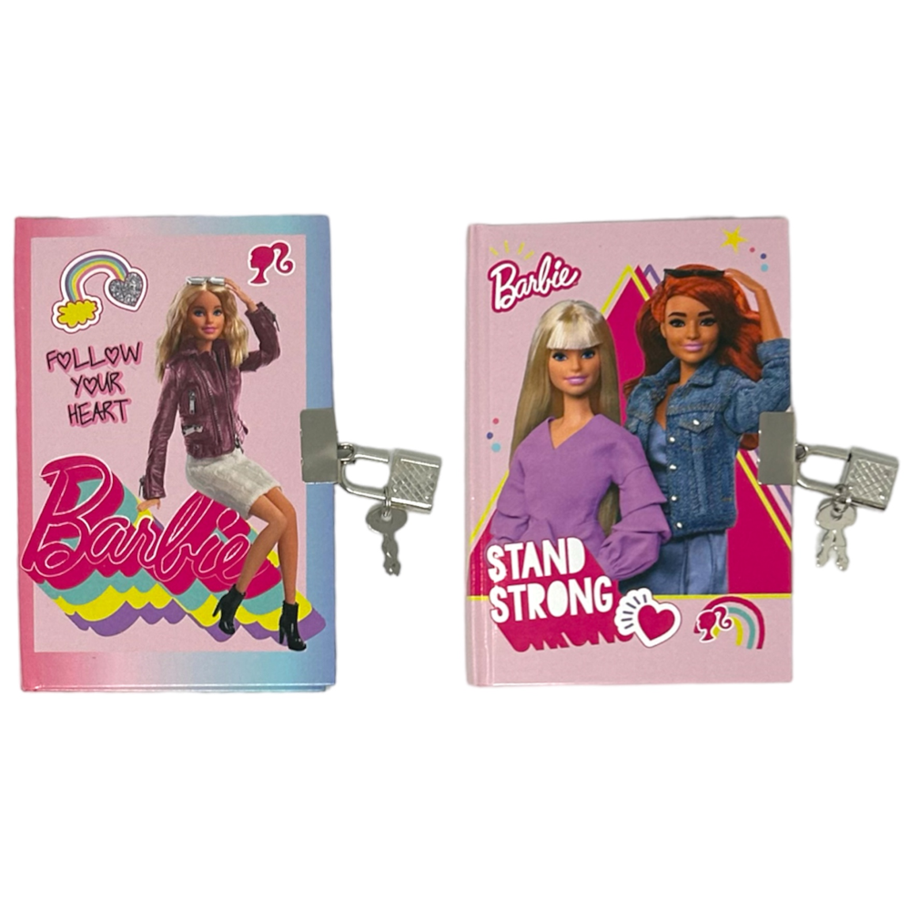 SET 2 DIARI SEGRETI CON LUCCHETTO BARBIE MATTEL+ 2 PENNE GEL IN CONFEZIONE REGALO - BR0754
