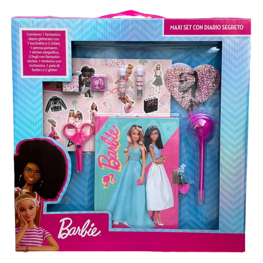 MAXI SET DIARIO SEGRETO CON ACCESSORI BARBIE MATTEL IN CONFEZIONE REGALO - BR0827