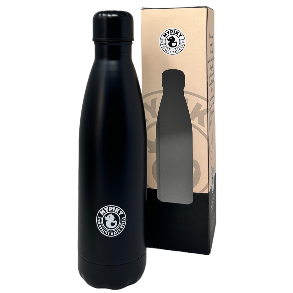 Bottiglia in Acciaio Inox 18/10 Thermos Doppia Parete - Beccuccio Stile Pet  500 Ml. nero opaco - MP01NR