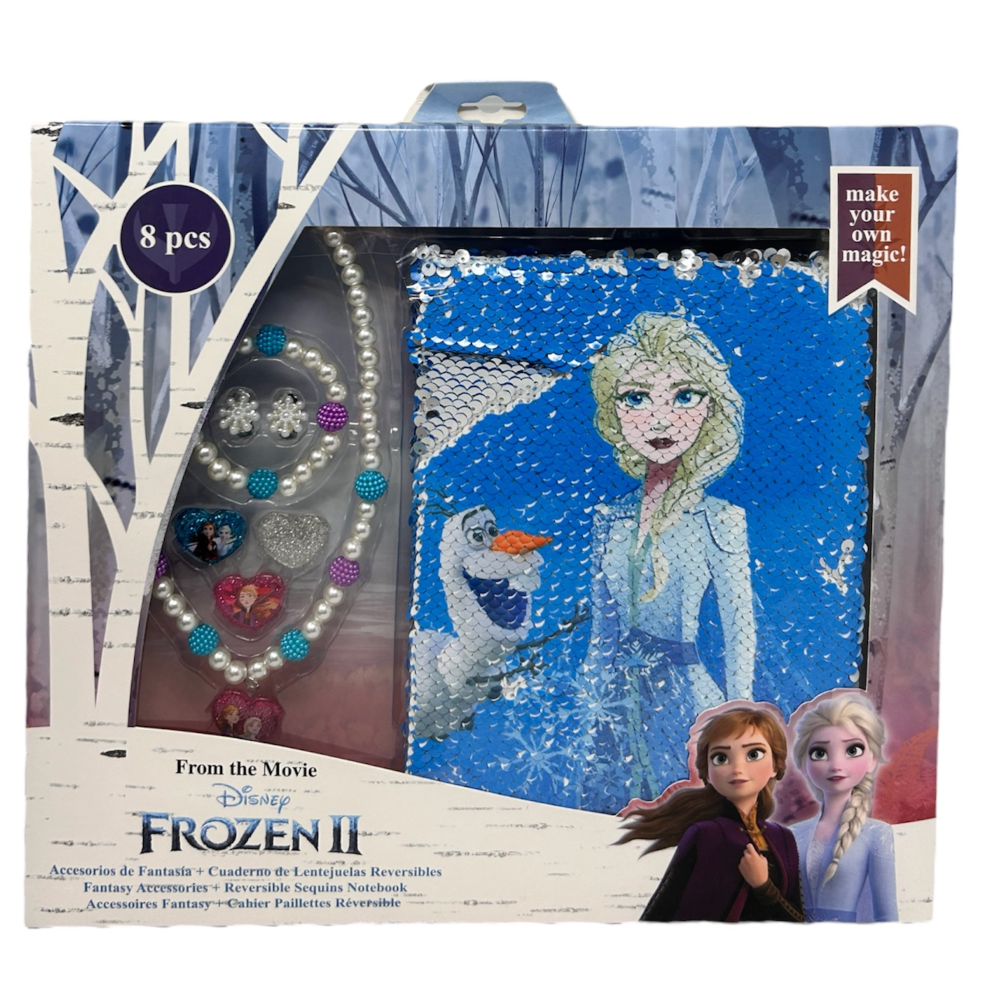 DIARIO PAILLETTES FROZEN II ELSA ANNA DISNEY + ACCESSORI IN CONFEZIONE REGALO  - WD20565