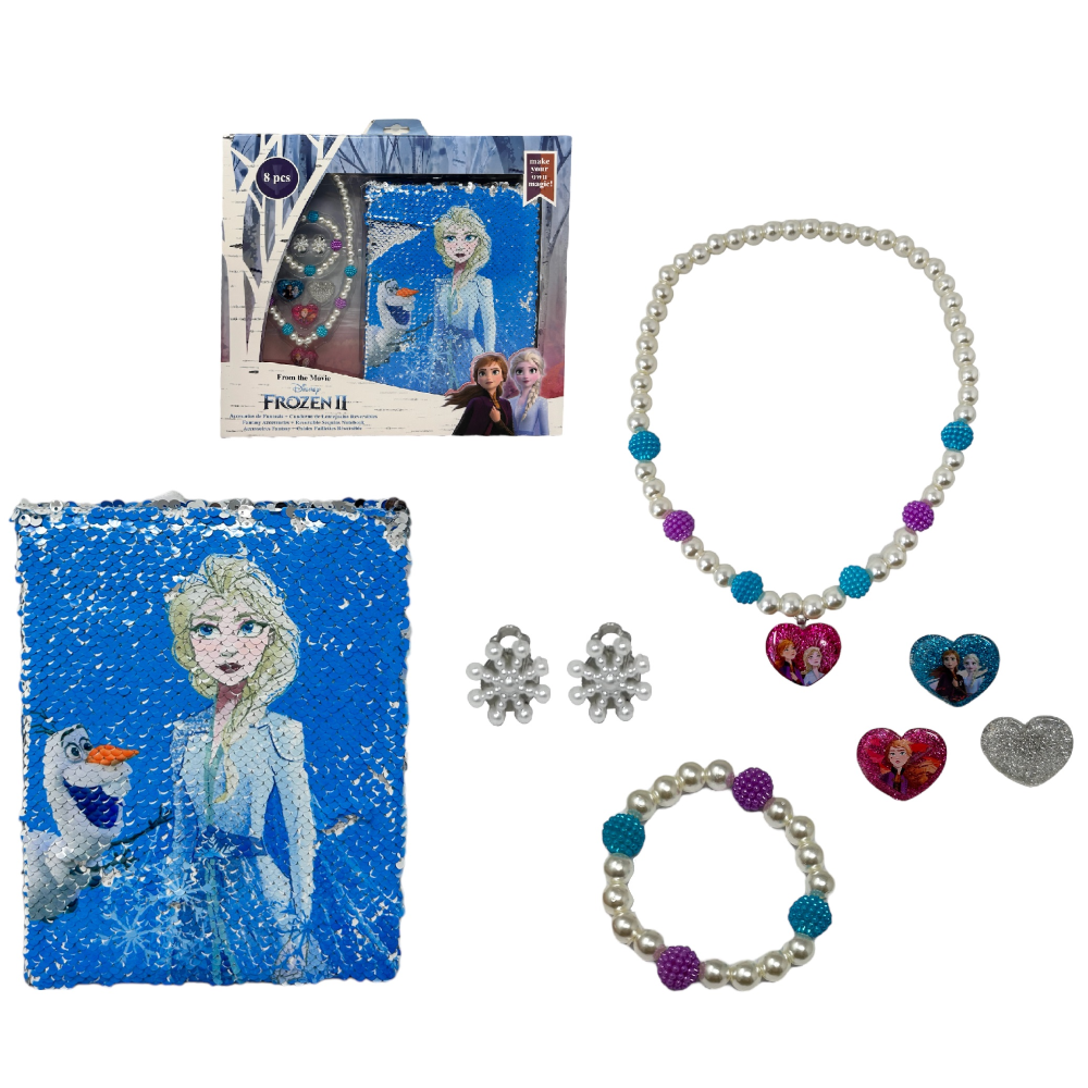 DIARIO PAILLETTES FROZEN II ELSA ANNA DISNEY + ACCESSORI IN CONFEZIONE REGALO  - WD20565