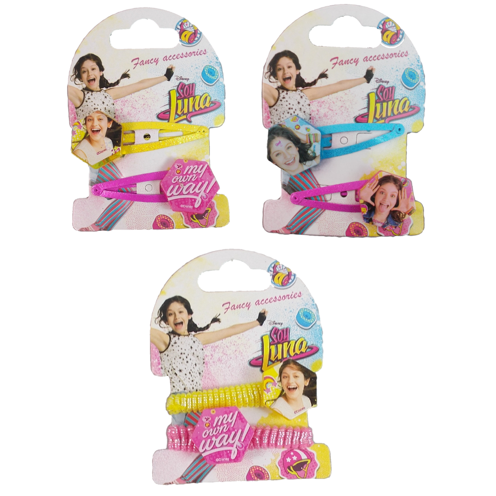 SET ACCESSORI CAPELLI SOY LUNA DISNEY 4 MOLLETTE 2 ELASTICI PER BAMBINI 