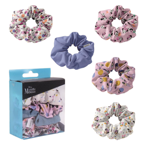 SCRUNCHIES MINNIE MOUSE DISNEY ELASTICI PER CAPELLI IN TELA 5 PEZZI IN CONFEZIONE - 1911