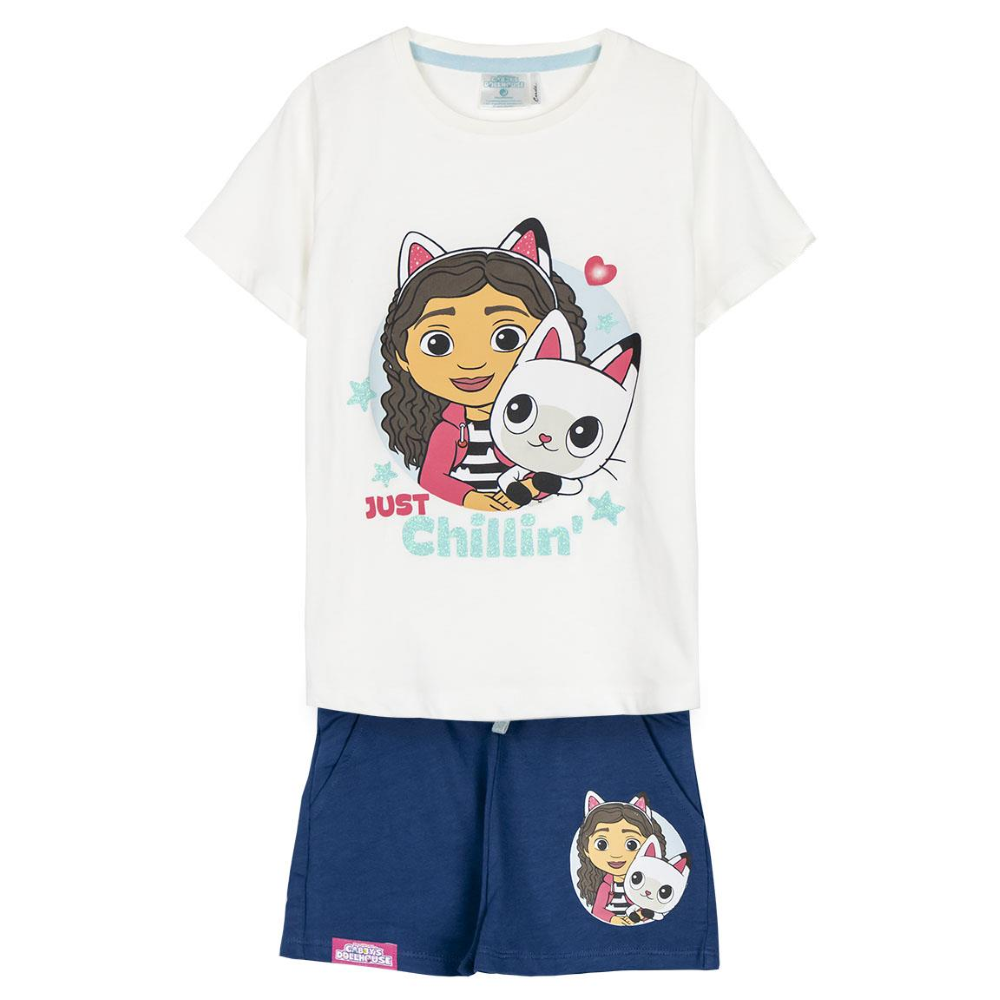 COMPLETO ESTIVO GABBY'S DOLLHOUSE SHORT+ T-SHIRT BAMBINO 100% COTONE - 2045