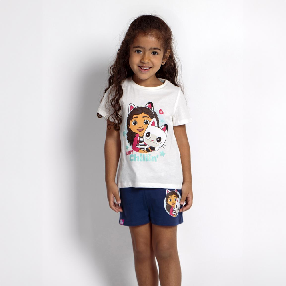 COMPLETO ESTIVO GABBY'S DOLLHOUSE SHORT+ T-SHIRT BAMBINO 100% COTONE - 2045