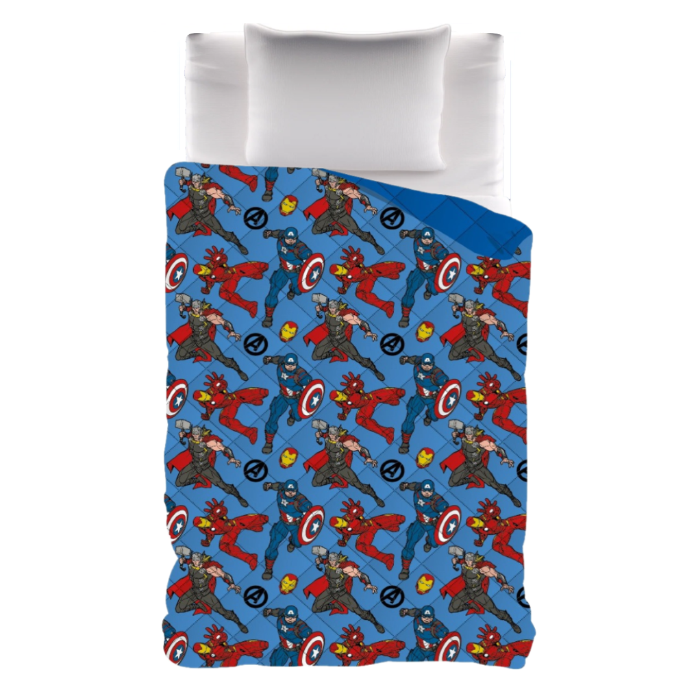 TRAPUNTINO AVENGERS MARVEL COPERTA COPRILETTO TRAPUNTATO 100 GSM LETTO SINGOLO 170X250 CM - AVE-1366
