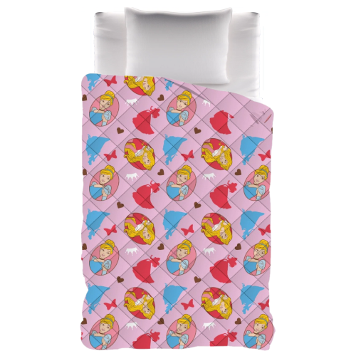 TRAPUNTINO PRINCIPESSE DISNEY COPERTA COPRILETTO TRAPUNTATO 100 GSM LETTO SINGOLO 170X250 CM - PRI-1376