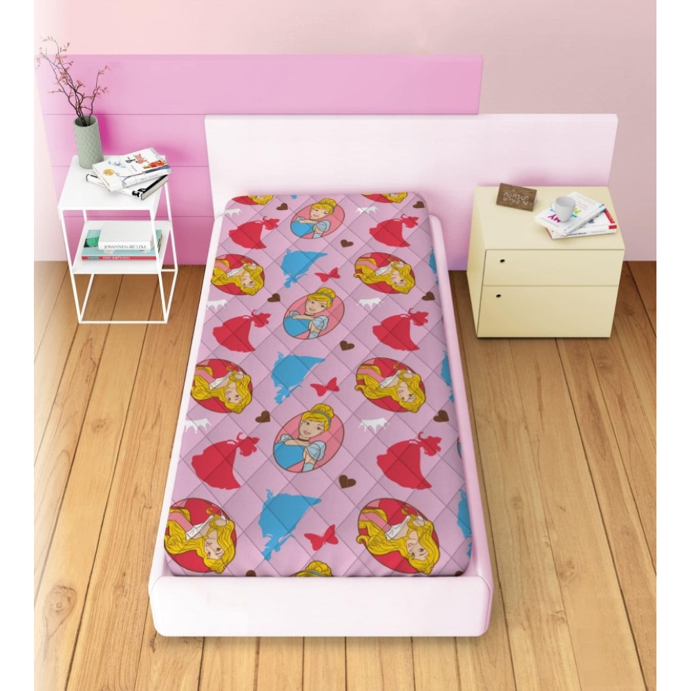 TRAPUNTINO PRINCIPESSE DISNEY COPERTA COPRILETTO TRAPUNTATO 100 GSM LETTO SINGOLO 170X250 CM - PRI-1376