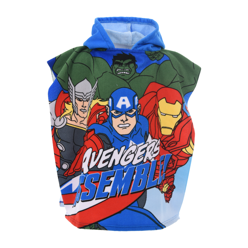 PONCHO MARE AVENGERS MARVEL 110 X 55 CM ACCAPPATOIO PER BAMBINI 100% PL - EX1981