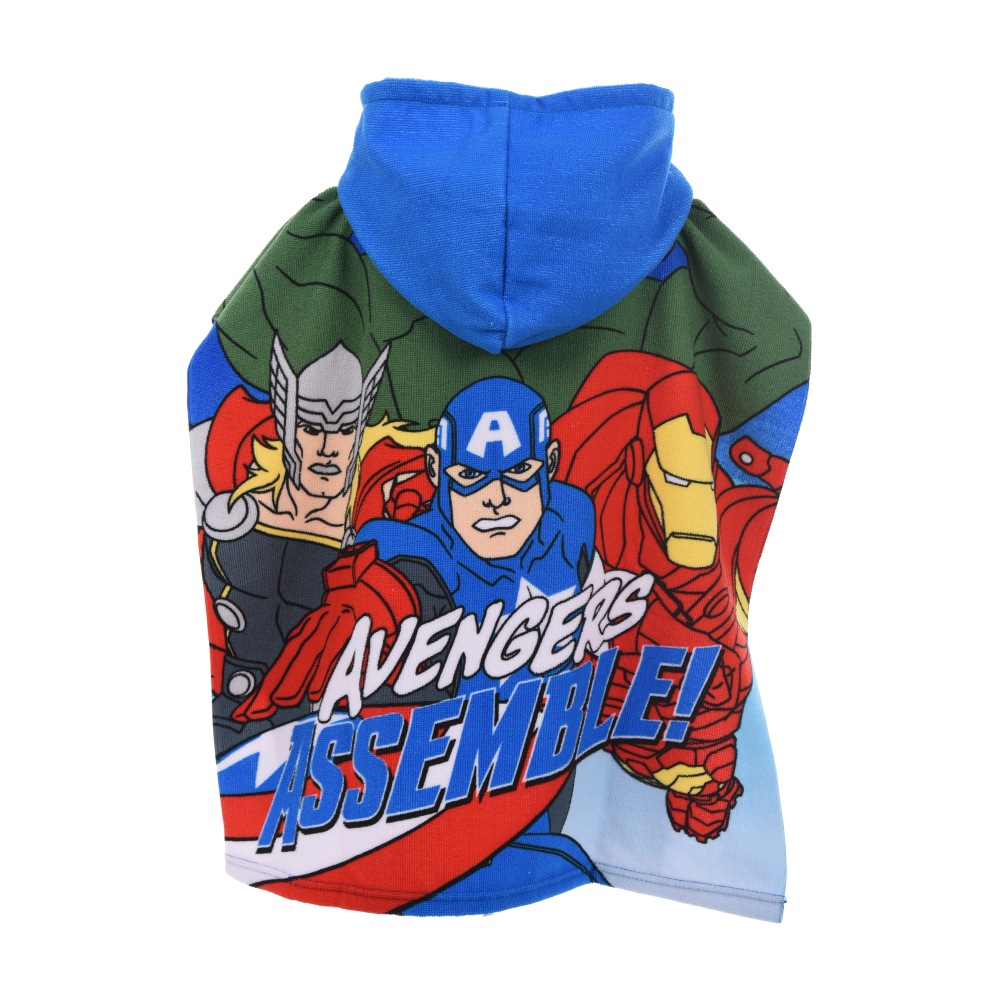 PONCHO MARE AVENGERS MARVEL 110 X 55 CM ACCAPPATOIO PER BAMBINI 100% PL - EX1981