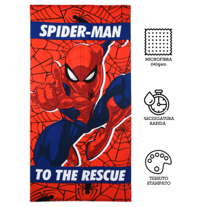 TELO MARE SPIDERMAN MARVEL ASCIUGAMANO PER BAMBINI IN MICROFIBRA CM 140X70 - EX1978