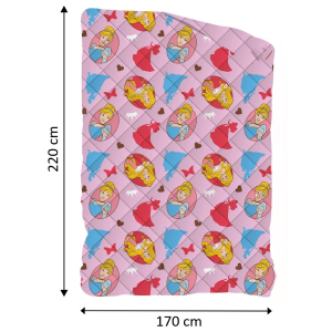 TRAPUNTINO PRINCIPESSE DISNEY COPERTA COPRILETTO TRAPUNTATO 100 GSM LETTO SINGOLO 170X250 CM - PRI-1376