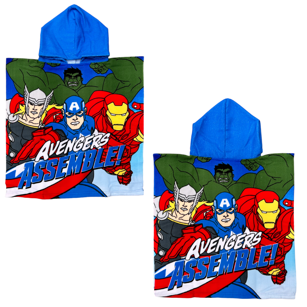 PONCHO MARE AVENGERS MARVEL 110 X 55 CM ACCAPPATOIO PER BAMBINI 100% PL - EX1981