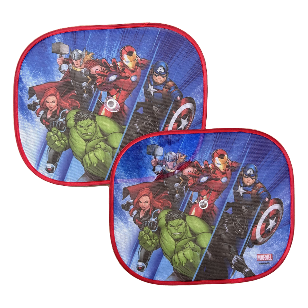 TENDINE PARASOLE LATERALI AVENGERS MARVEL COPPIA DI TENDINE PER AUTO 44 X 35 CM PROTEZIONE RAGGI UV - 35780