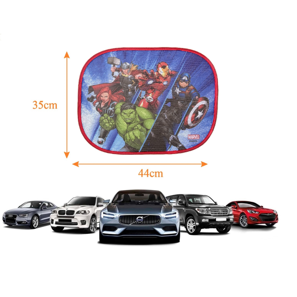 TENDINE PARASOLE LATERALI AVENGERS MARVEL COPPIA DI TENDINE PER AUTO 44 X 35 CM PROTEZIONE RAGGI UV - 35780