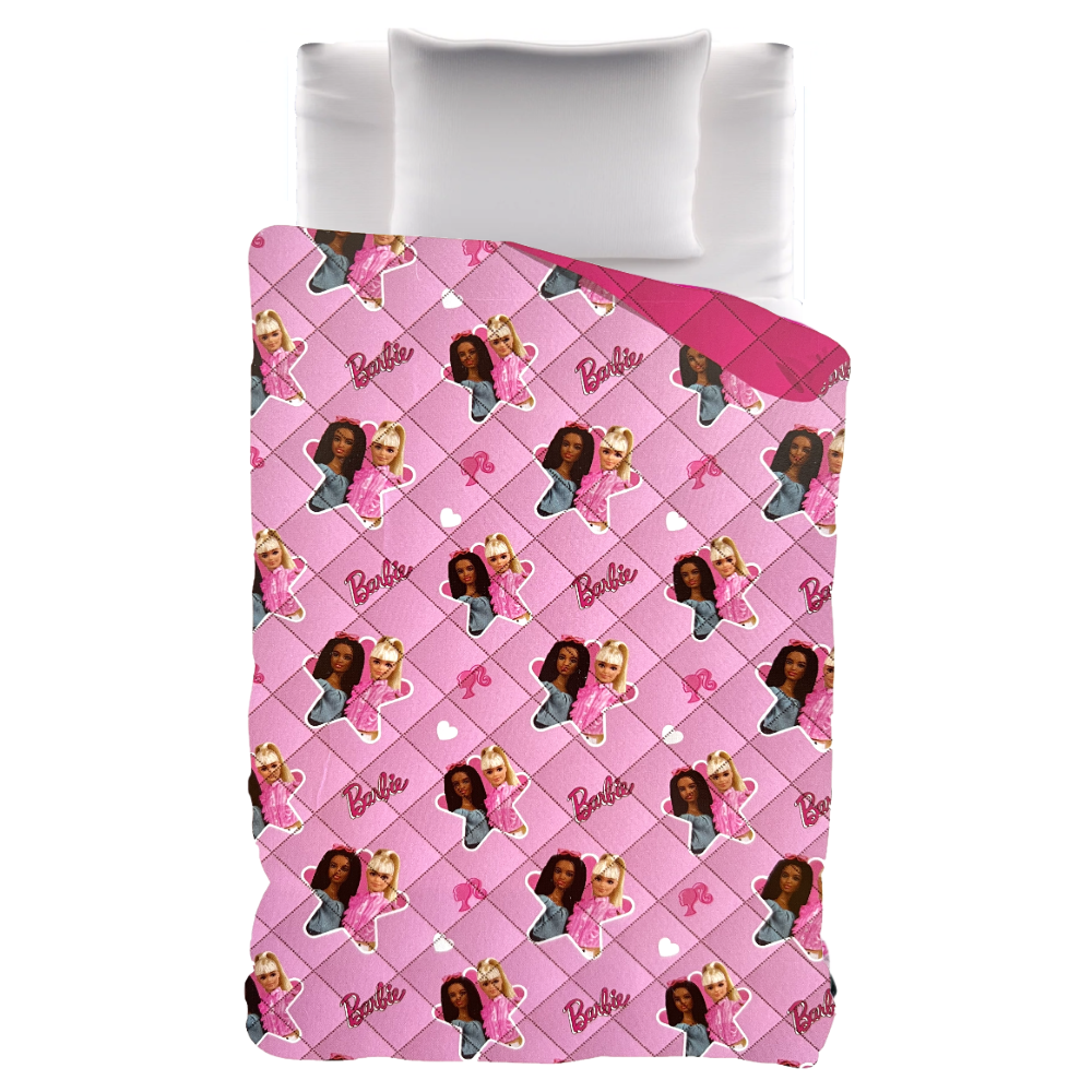 TRAPUNTINO BARBIE COPERTA COPRILETTO TRAPUNTATO 100 GSM LETTO SINGOLO 170X250 CM - BAR-1378