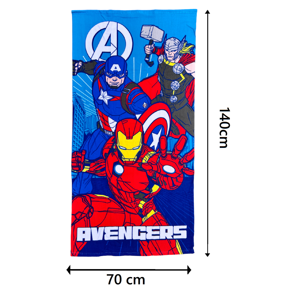 TELO MARE AVENGERS MARVEL ASCIUGAMANO PER BAMBINI IN MICROFIBRA CM 140X70 - AVE1402