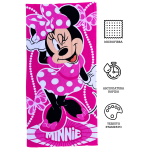 TELO MARE MINNIE DISNEY ASCIUGAMANO PER BAMBINI IN MICROFIBRA CM 140X70 - MIN1397