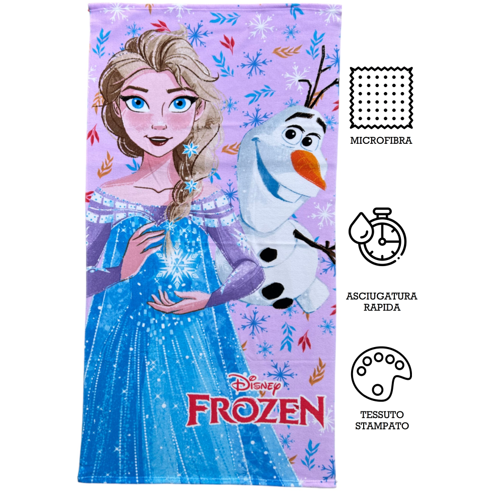 TELO MARE FROZEN DISNEY ASCIUGAMANO PER BAMBINI IN MICROFIBRA CM 140X70 - FRO24-3609