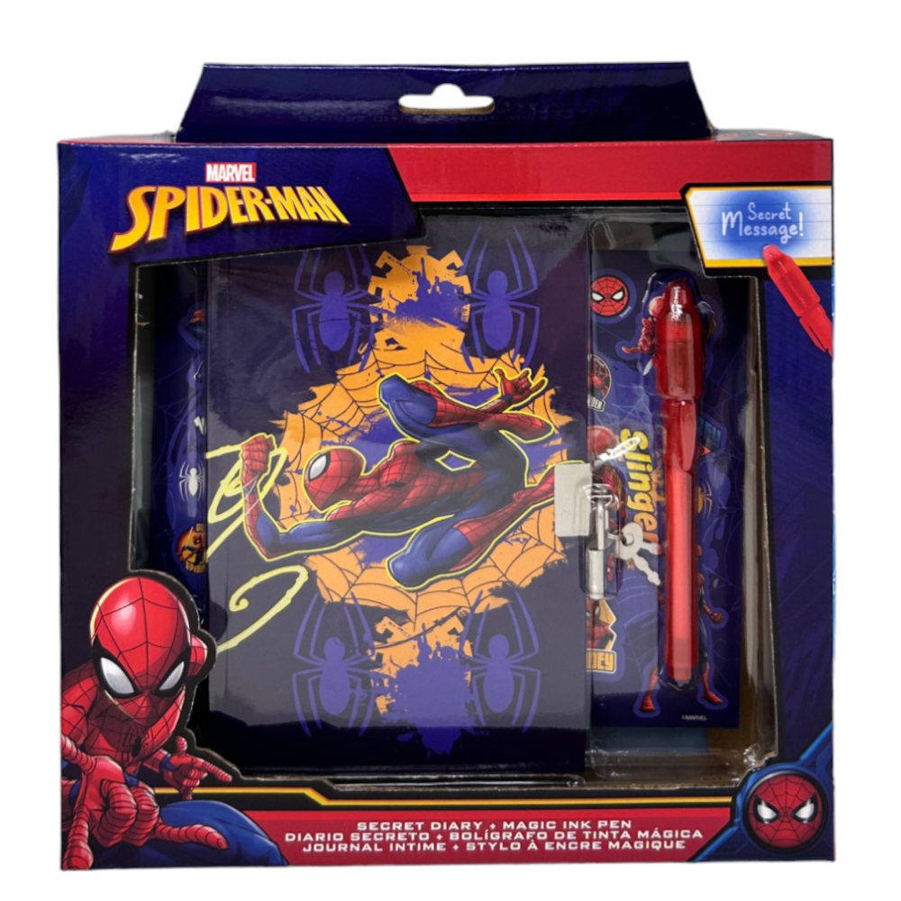 DIARIO SEGRETO CON LUCCHETTO SPIDERMAN MARVEL + ACCESSORI IN CONFEZIONE REGALO - SP50069