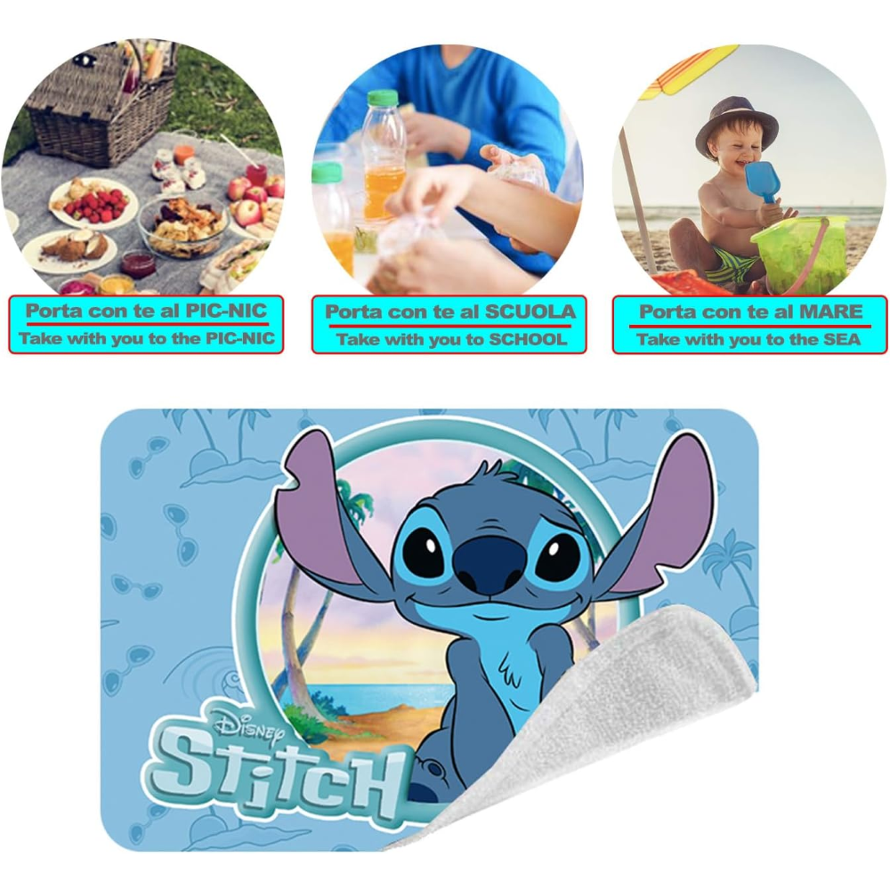 TOVAGLIETTA MAGICA STITCH DISNEY IN TESSUTO DA COLAZIONE PRANZO CM.40X30 - LST0864