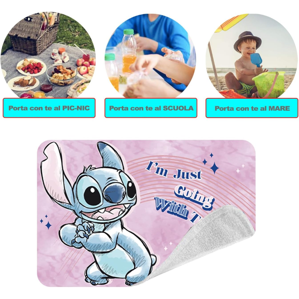 TOVAGLIETTA MAGICA STITCH DISNEY IN TESSUTO DA COLAZIONE PRANZO CM.40X30 - LST0864-G