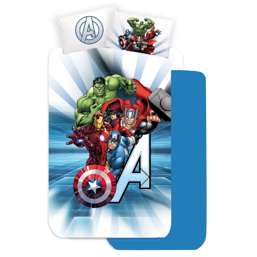 COMPLETO LENZUOLA 3 PEZZI AVENGERS MARVEL PER LETTO UNA PIAZZA E MEZZA LENZUOLA IN 100% COTONE